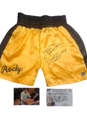 Sylvester Stallone Signed Rocky Boxing Trunks🥊Autographed w/ COA+ Signing proof